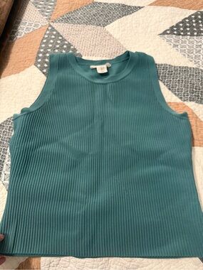 Sleeveless Ribbed Tank Top - Teal